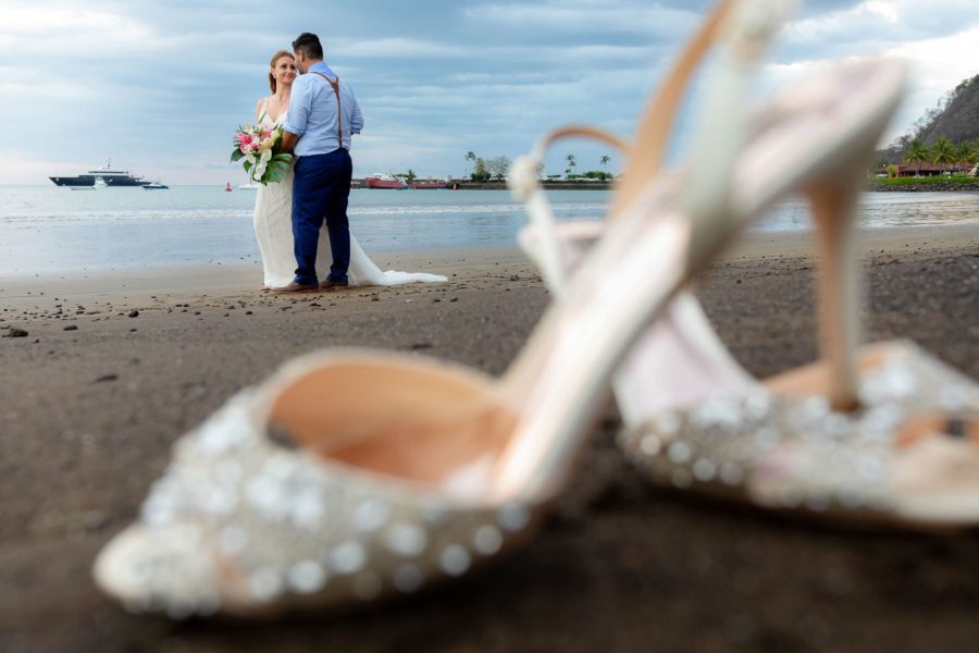 wedding shoes on beach