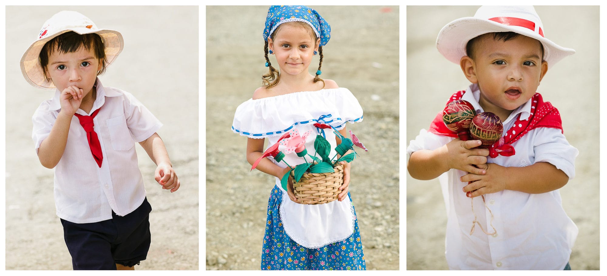 Kids in traditional outfits in Costa Rica
