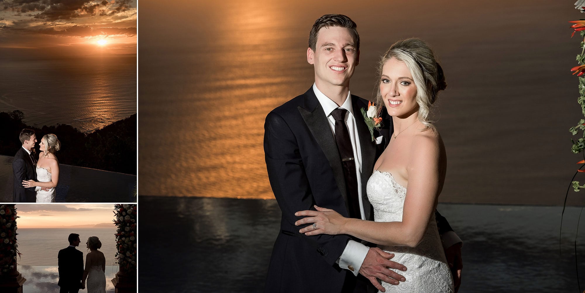 Portraits of the bride and groom with the spectacular sunset!
