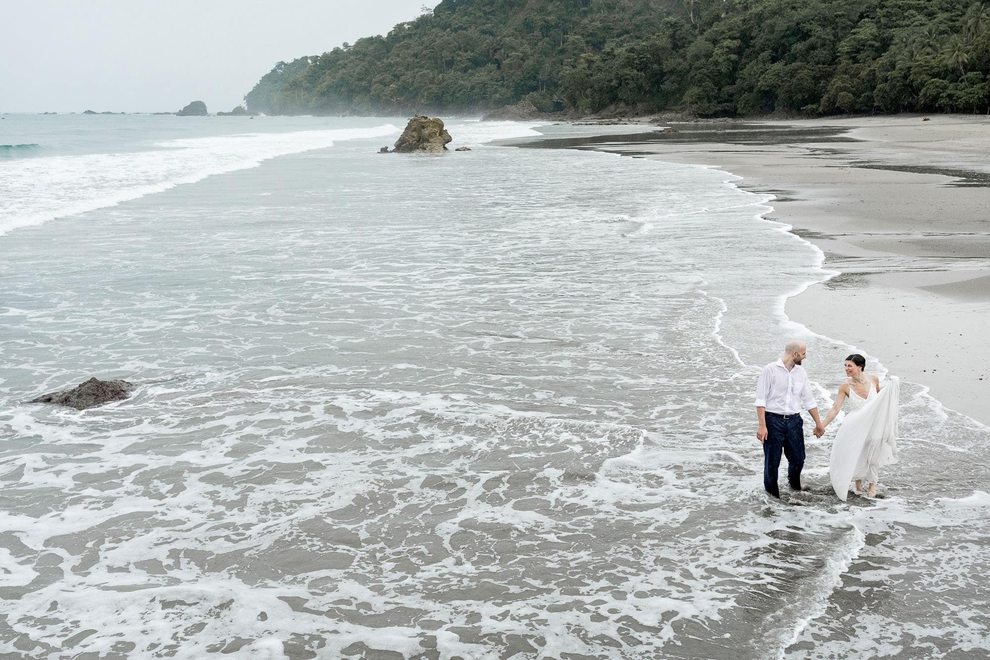 Bridal portraits on the beach after Costa Rica elopement