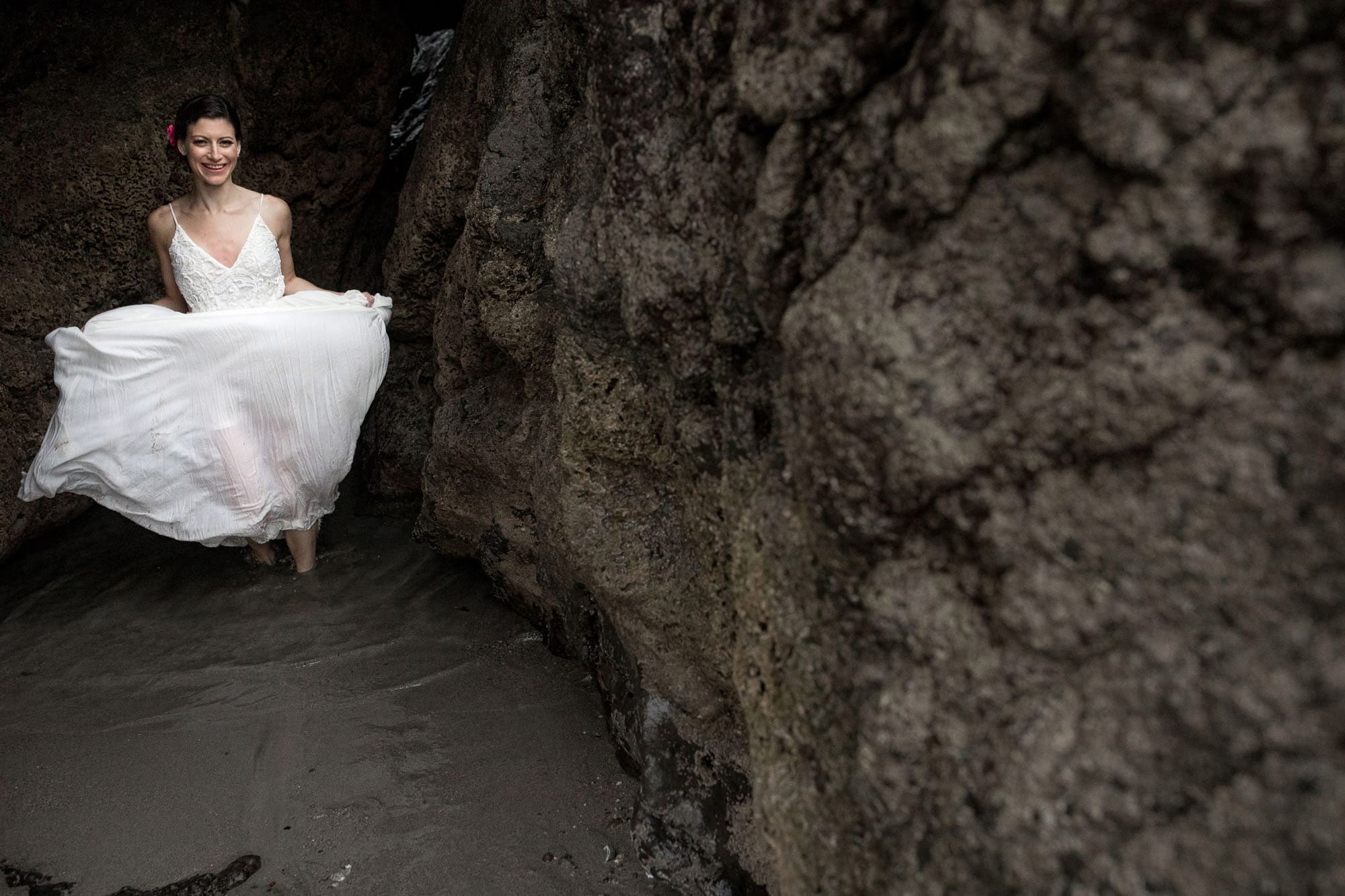 Bridal portraits on the beach after Costa Rica elopement