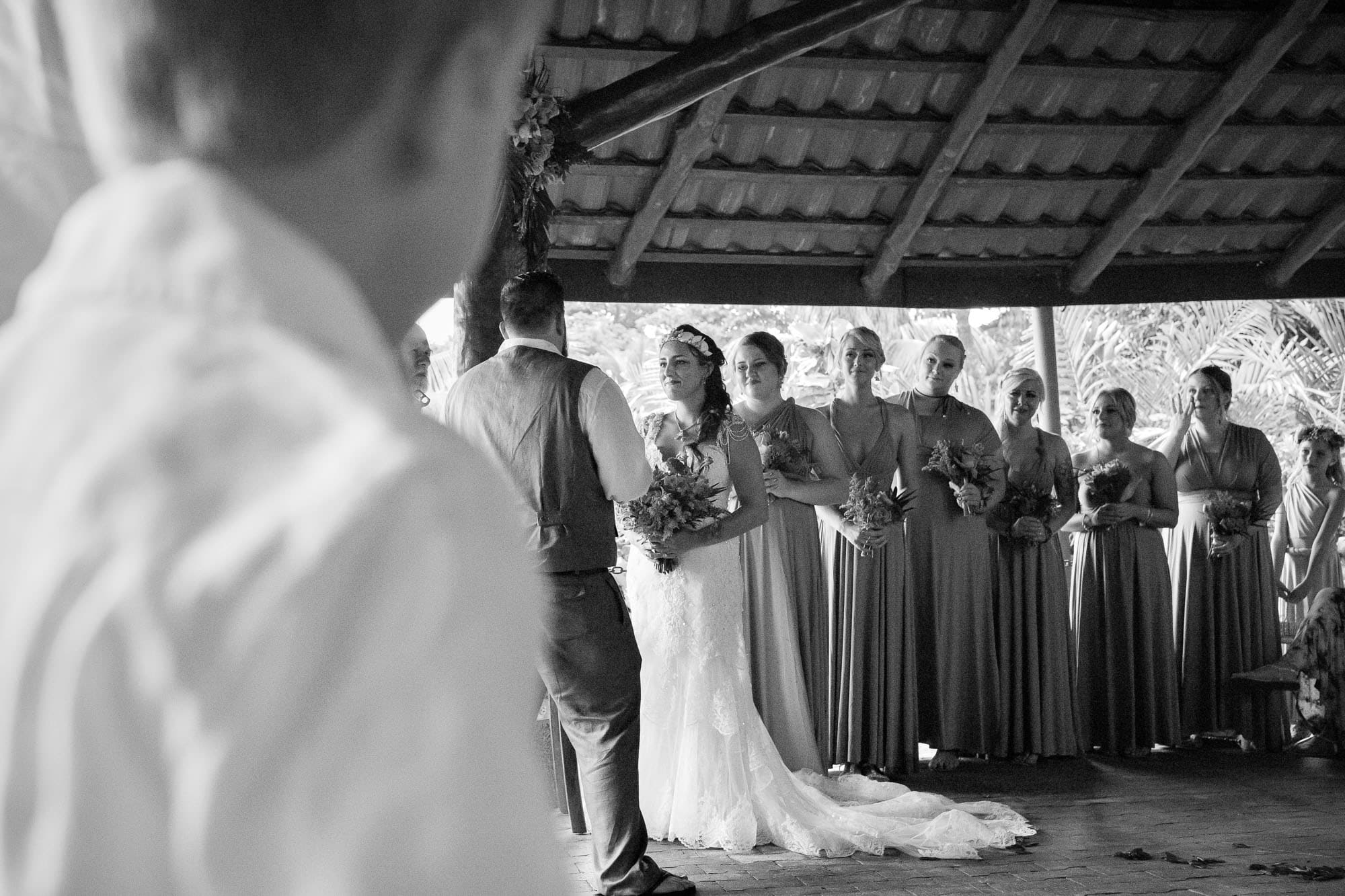 A poignant black and white of the ceremony