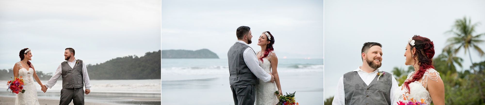 Bridal portraits on the beach in between the raindrops