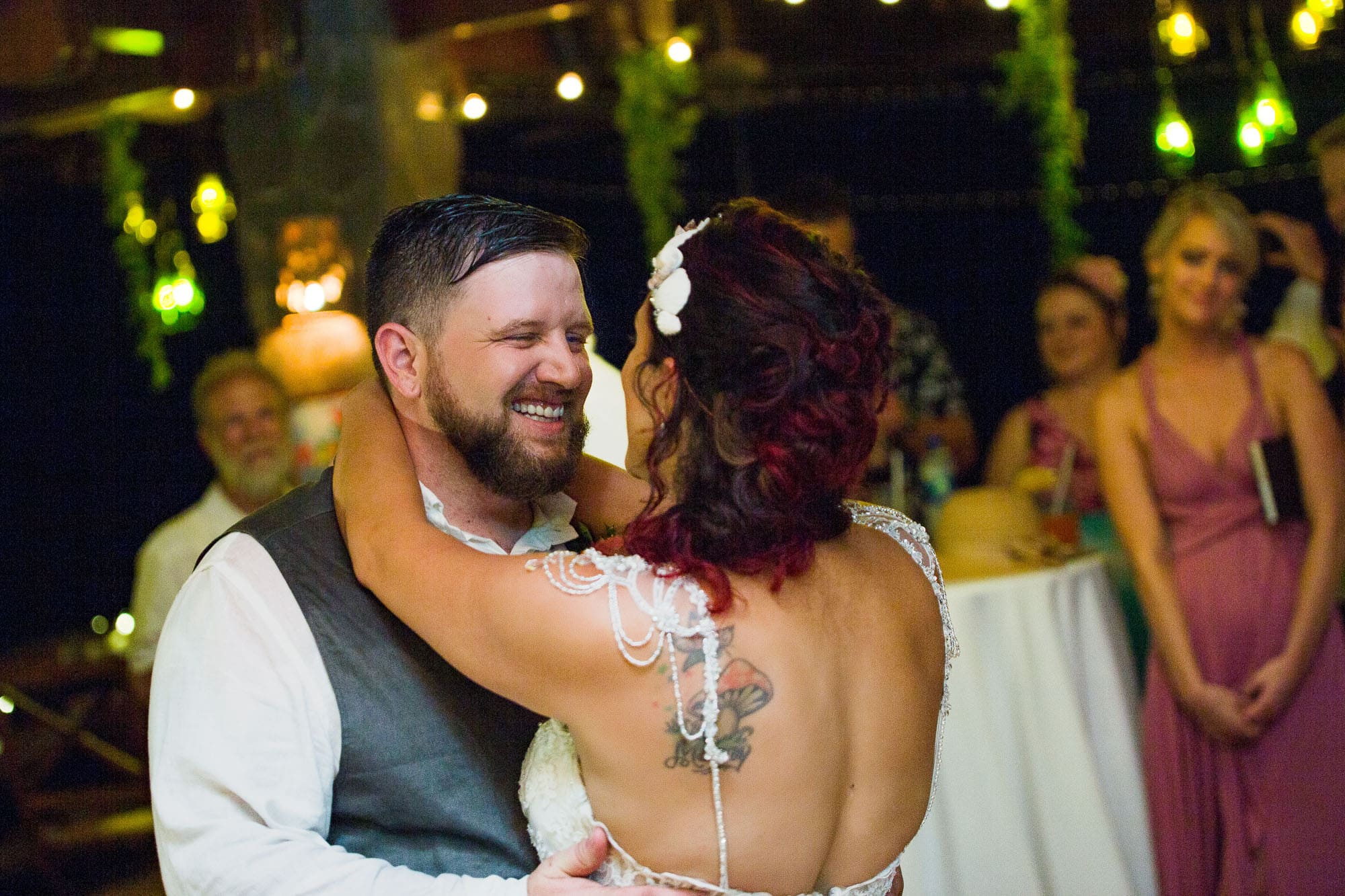 Love blooms as the bride and groom dance together