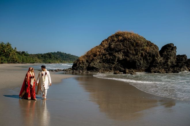 Hindu wedding couple on the beach at Manuel Antonio