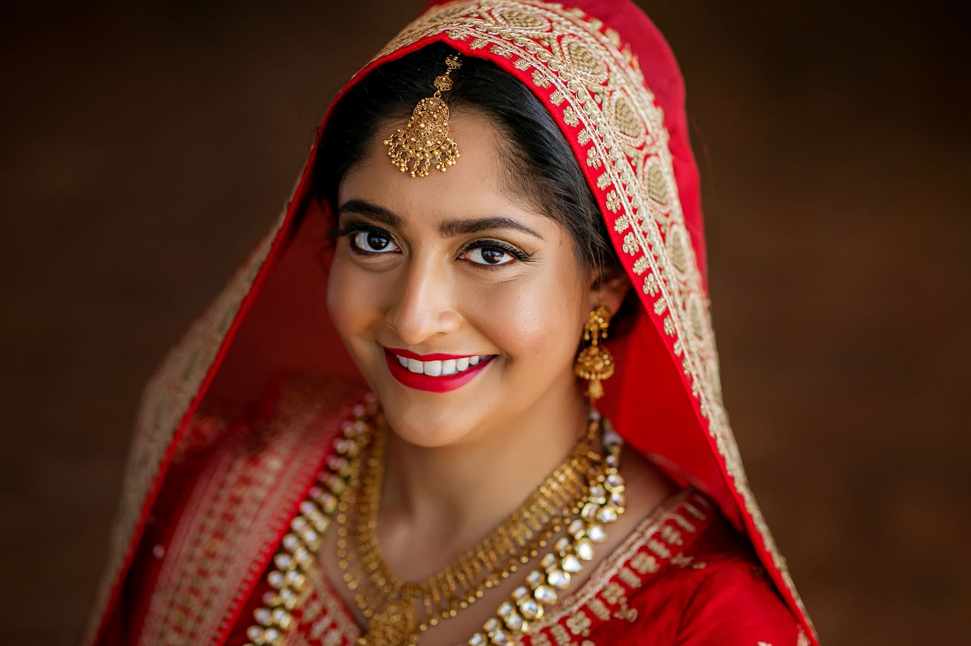 The bride is ready for her traditional Hindu Muslim wedding ceremony.