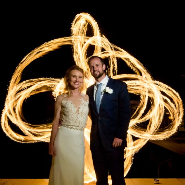 Fire dancer at wedding