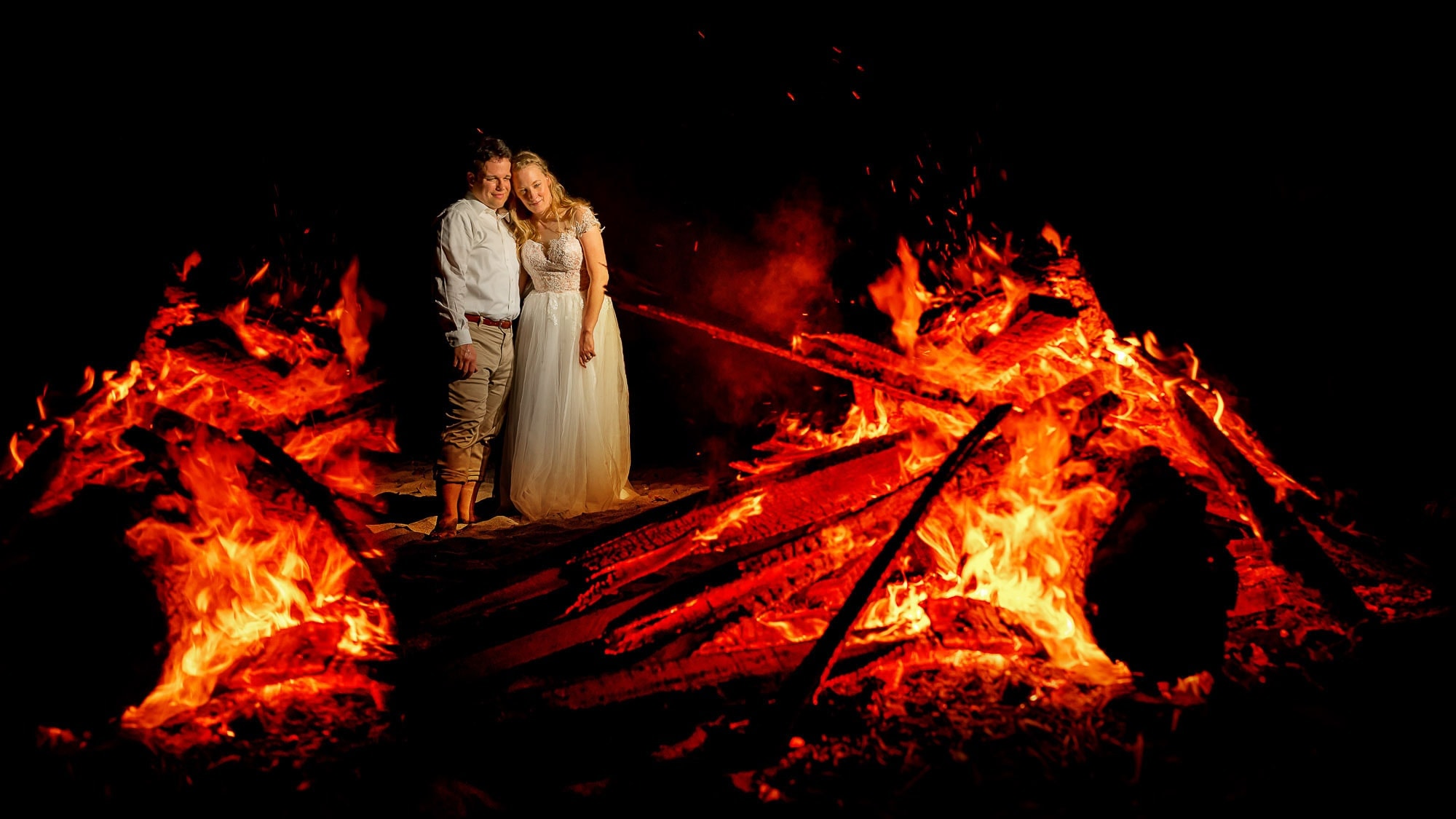 wedding with bonfire