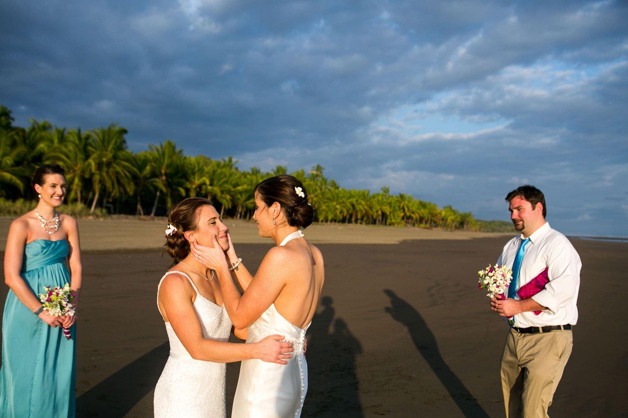 Same sex wedding on beach in costa rica