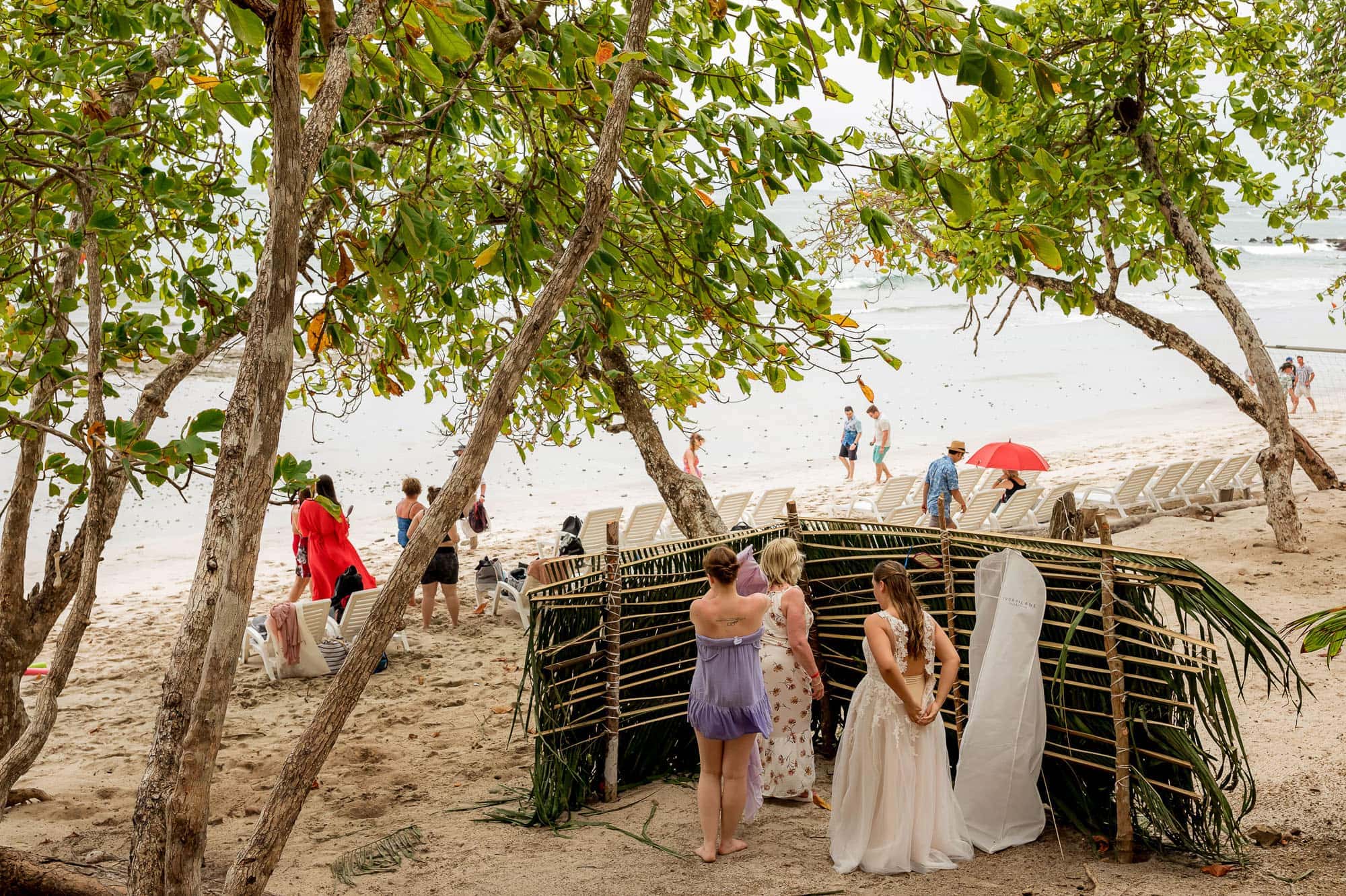 bride getting ready on beach in costa rica