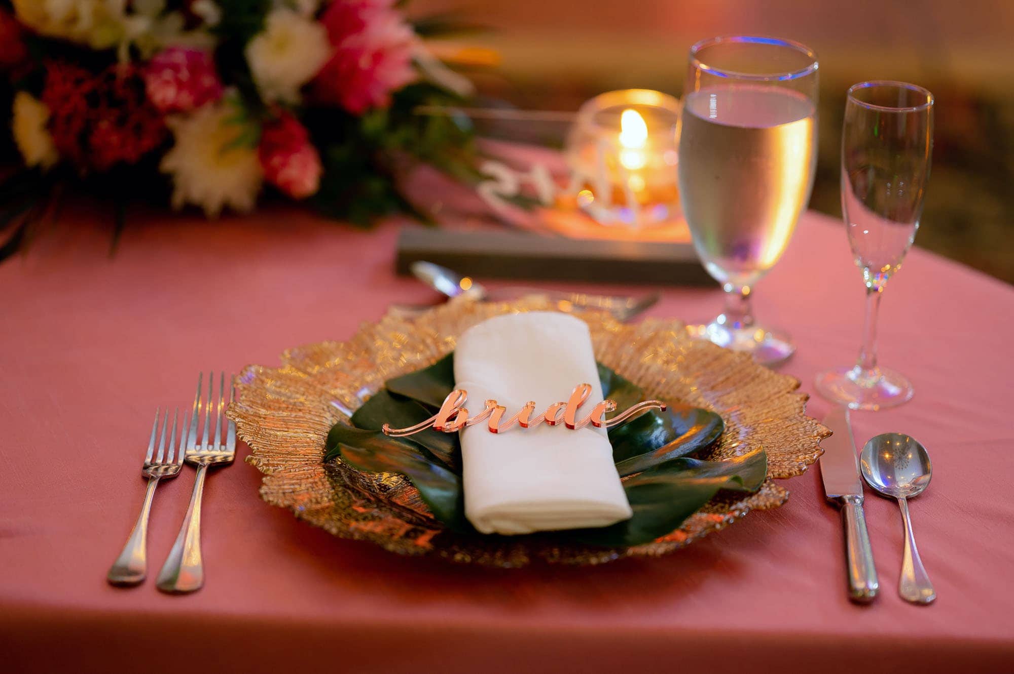 table set up at wedding