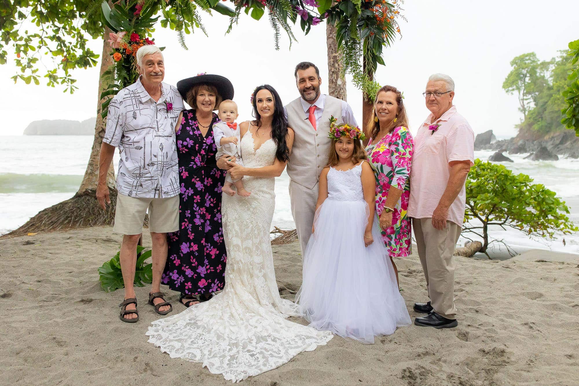 Family portrait from a wedding at an eco resort in Costa Rica