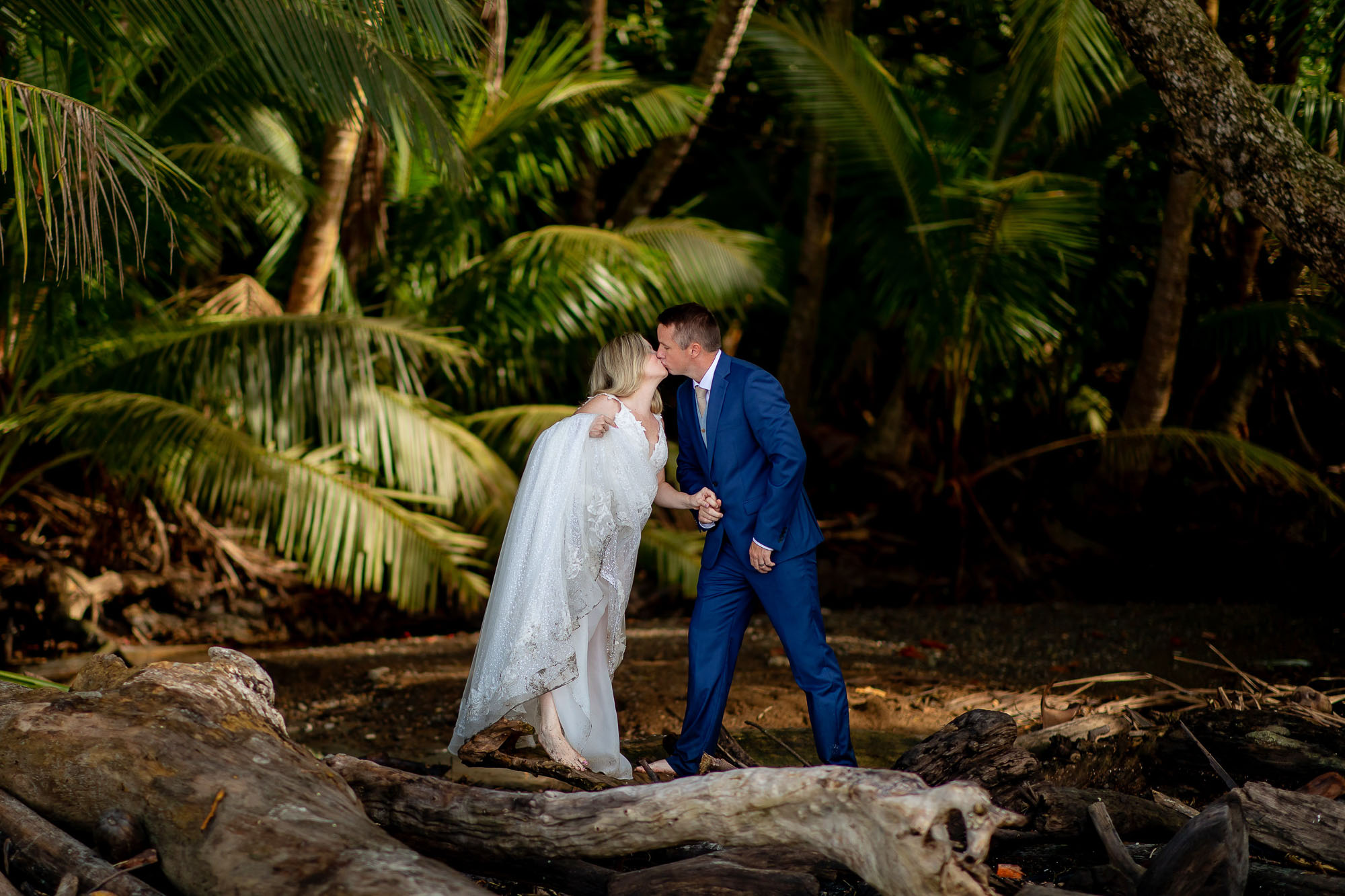 The bride and groom on the beach as part of their Costa Rica wedding experience!