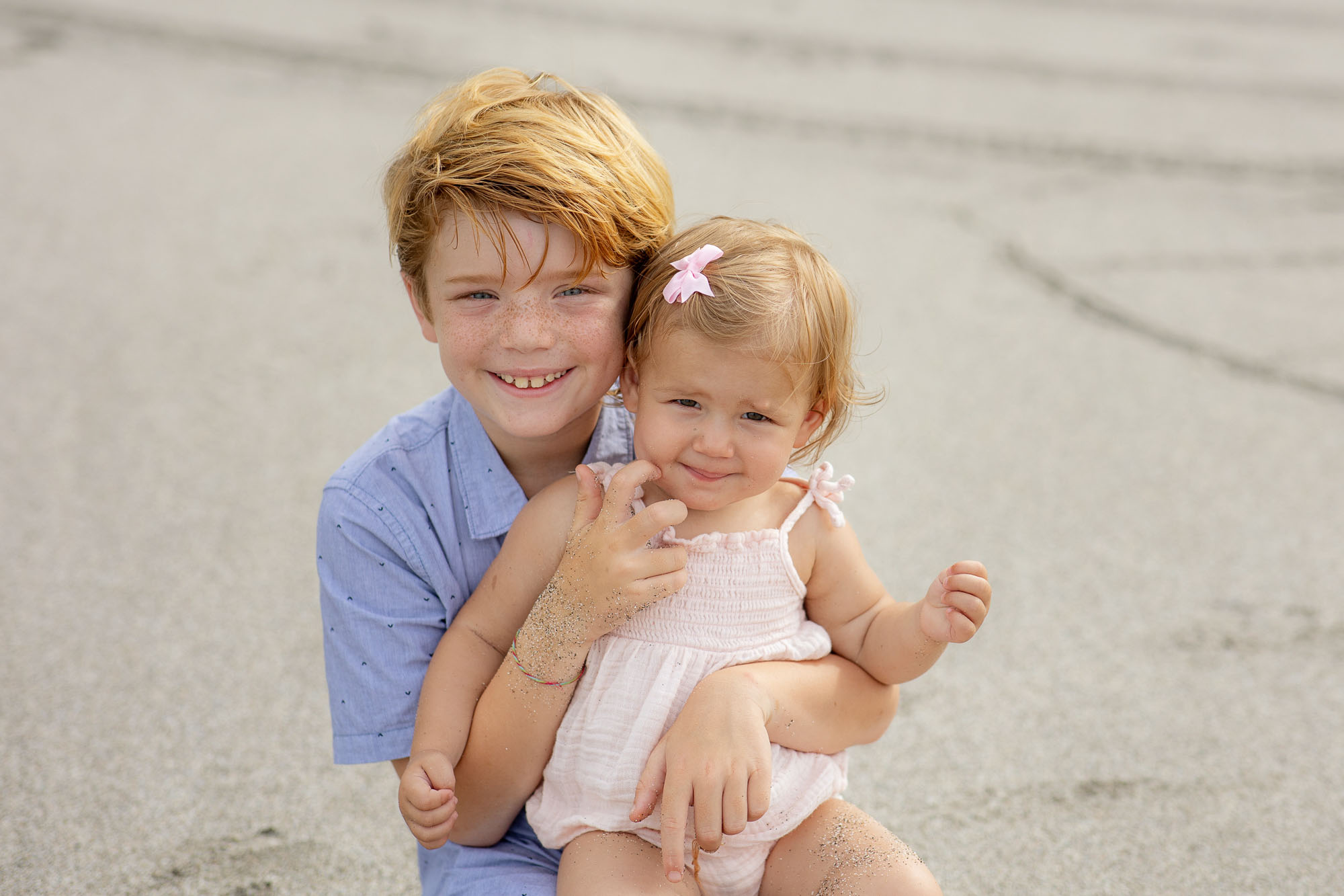 brother and sister for beach portraits