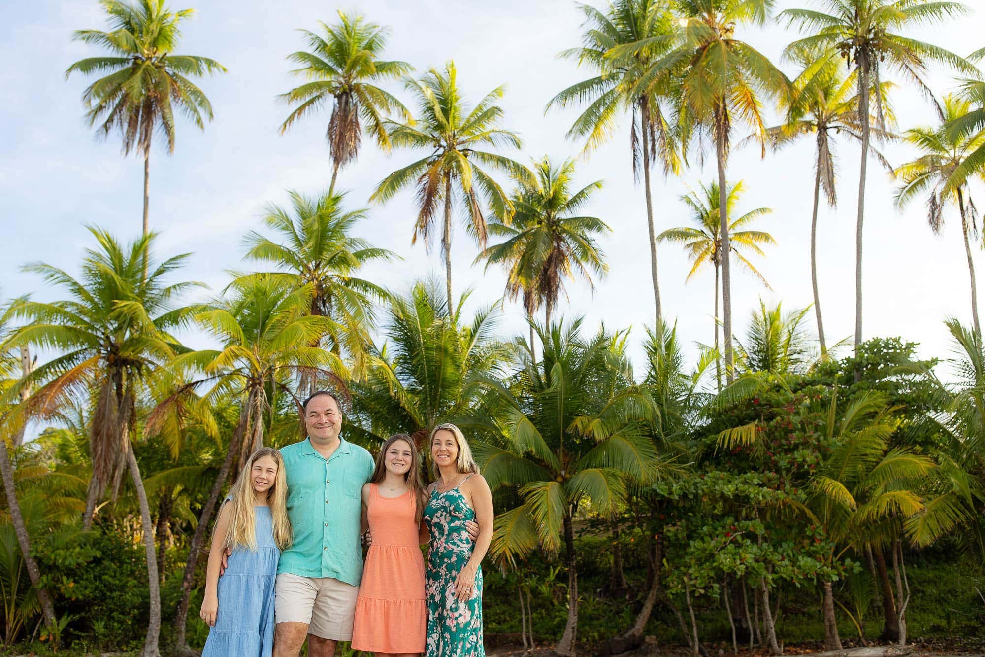 family with palm trees