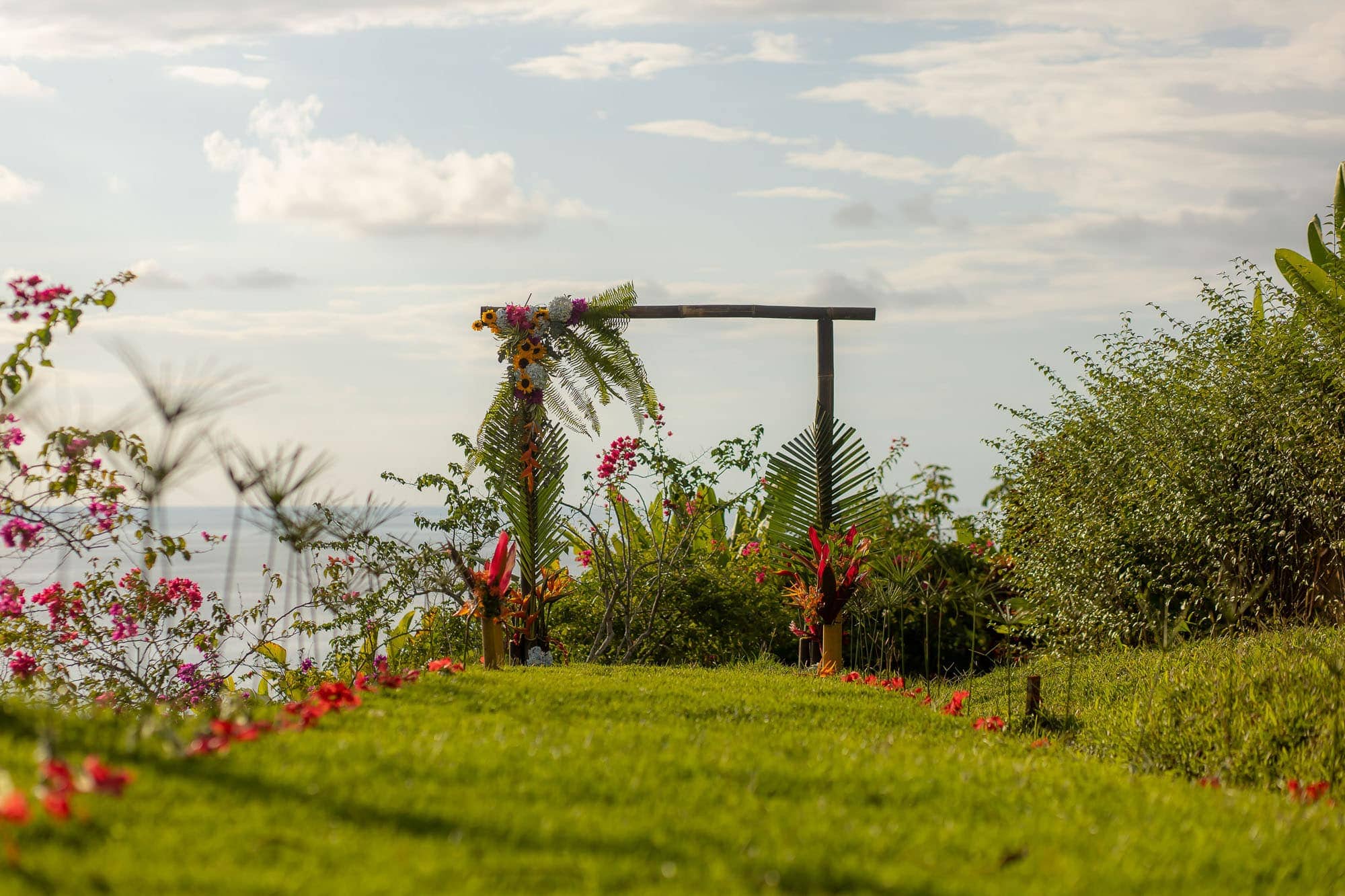 The ceremony site for a Dominical, Costa Rica beach wedding