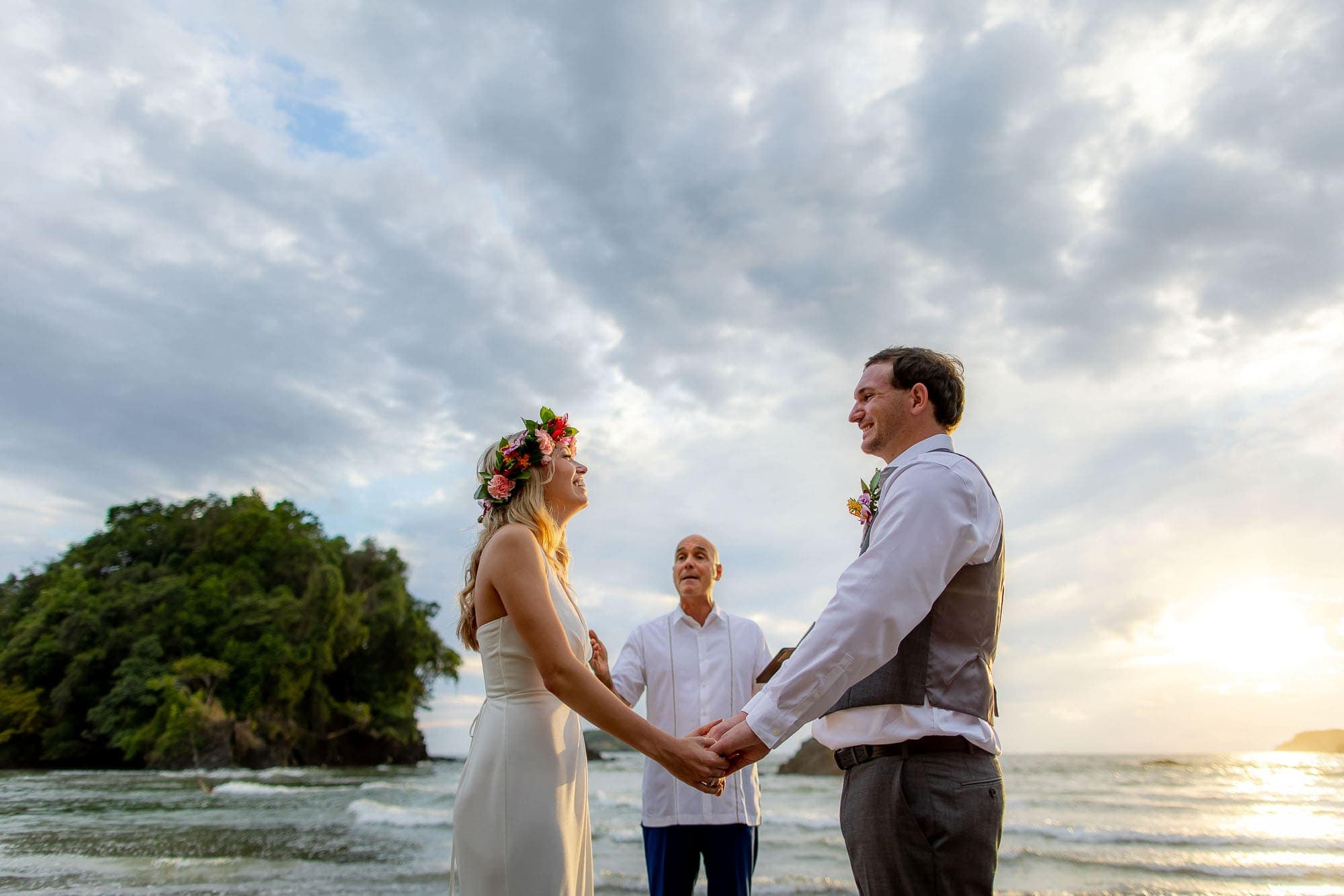The bride and groom at their simple wedding in Costa Rica