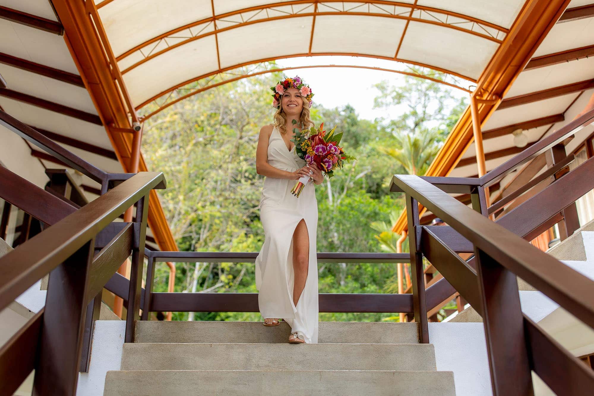 the bride heading out for her simple wedding in Costa Rica