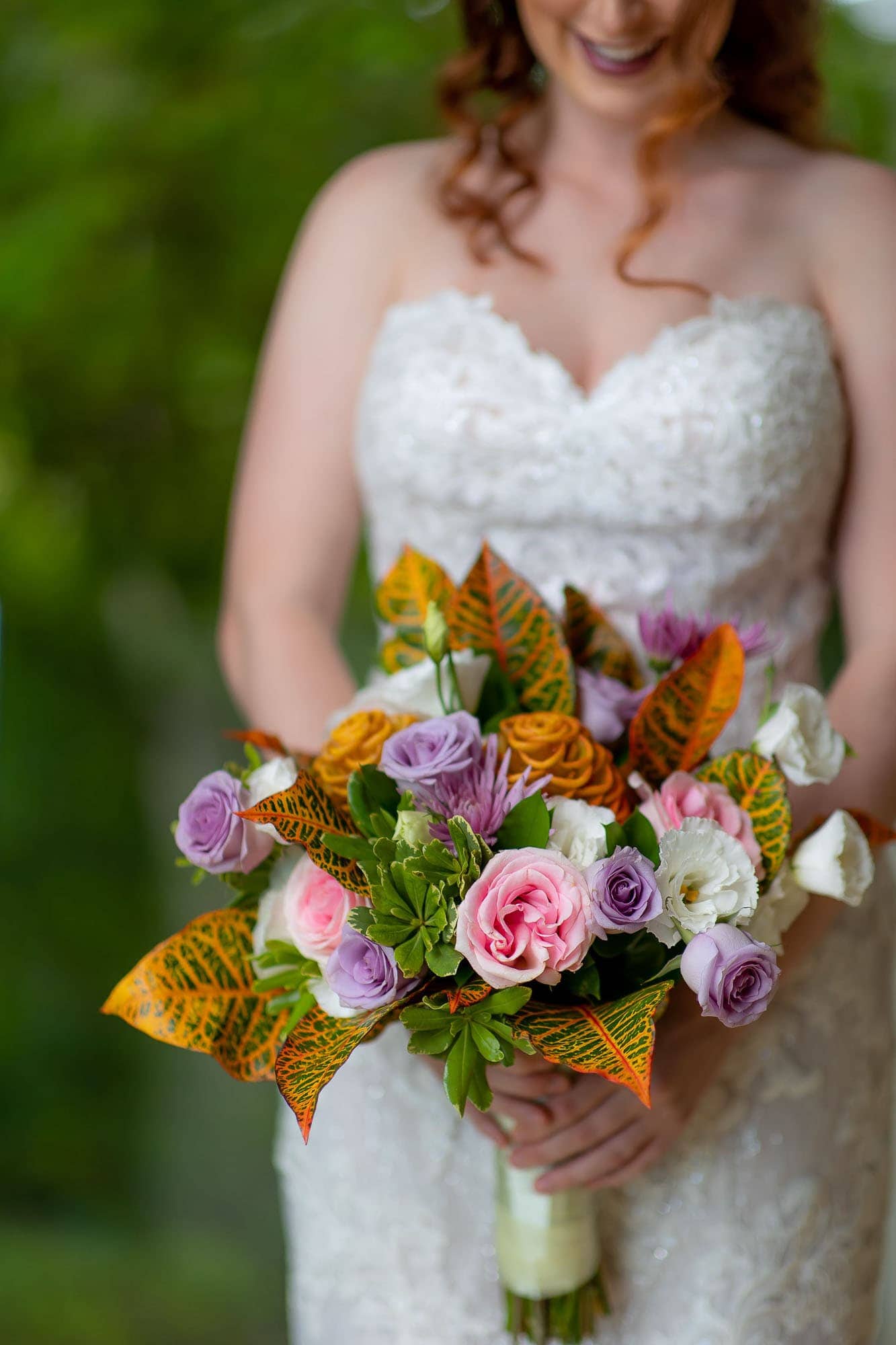 Closeup on the bride's flowers