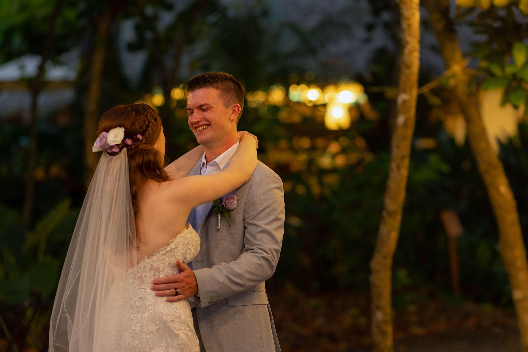 Bride and groom share their first dance at their costa rica wedding