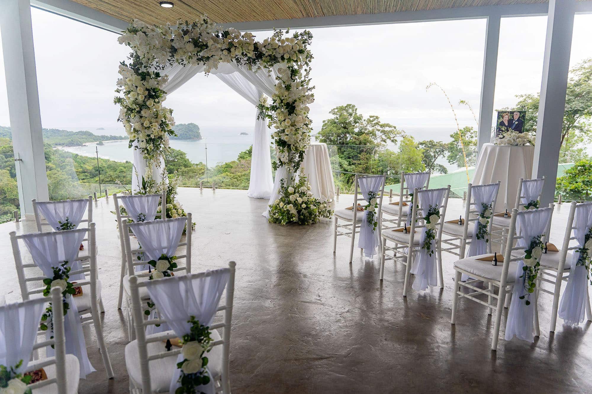 The ceremony site with a view of the ocean