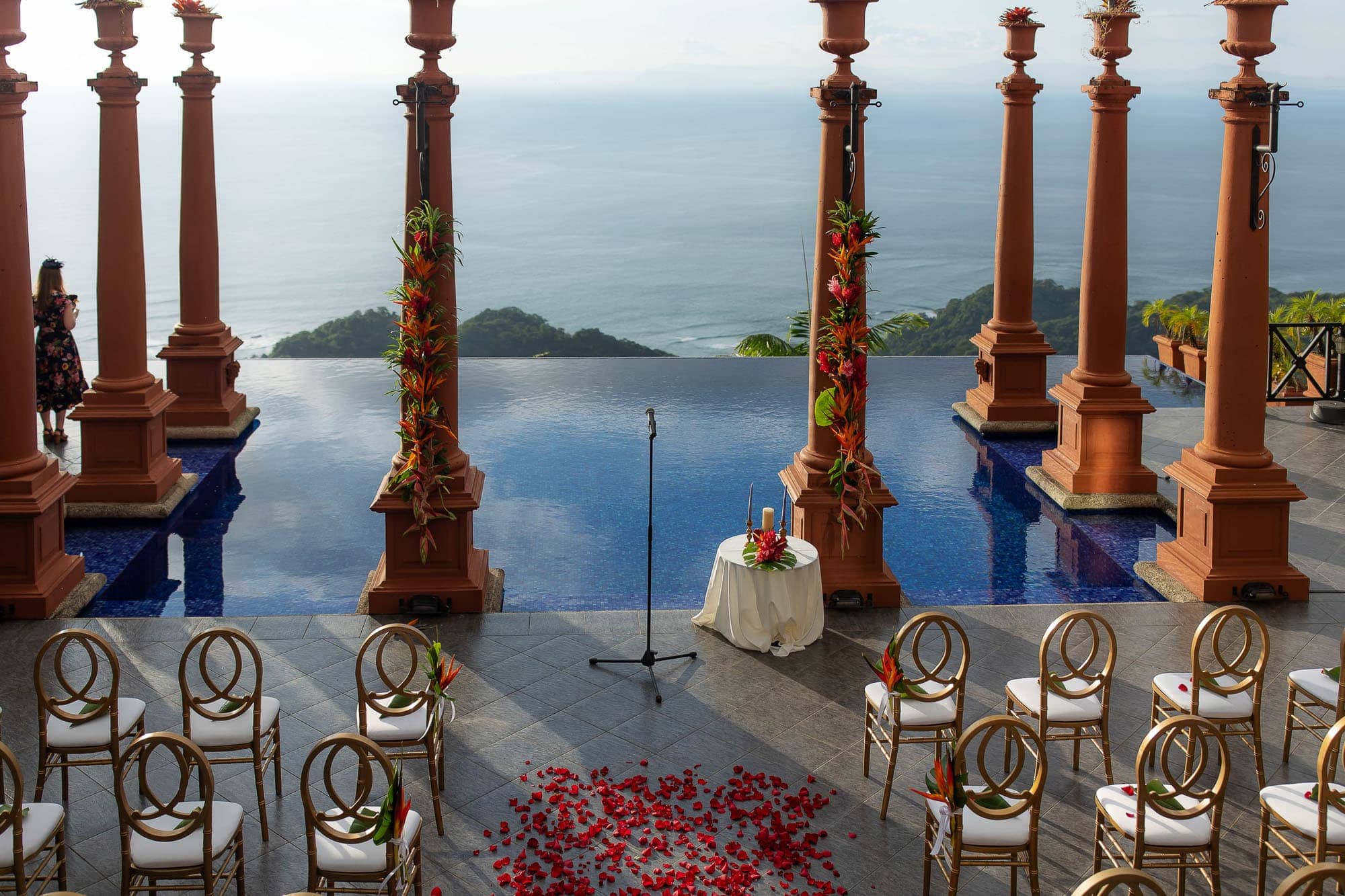 the stunning ceremony site by the infinity pool at Zephyr Palace