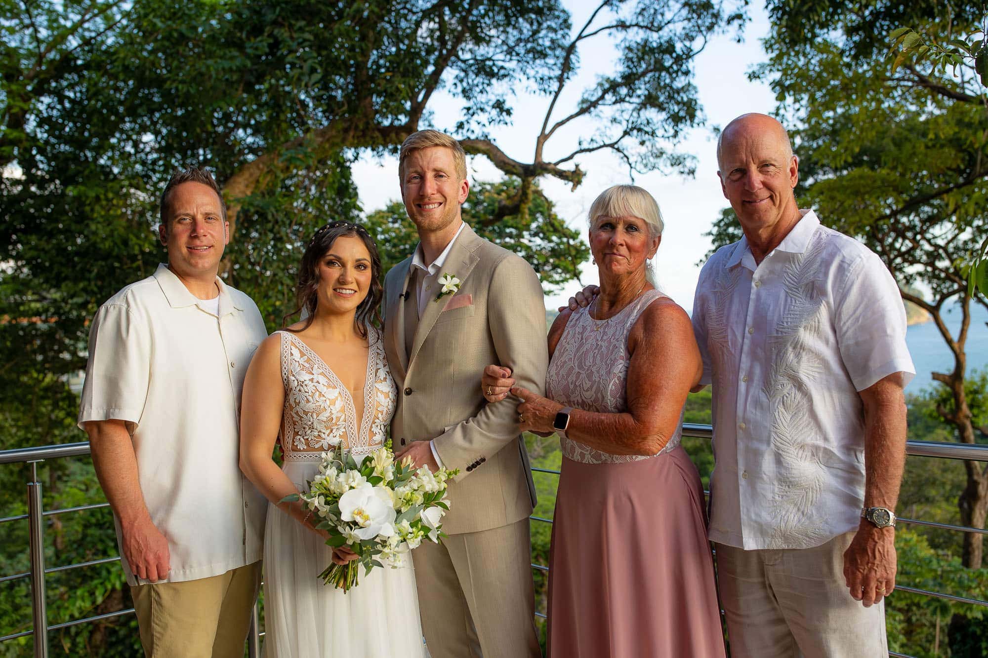 The bride and groom with their parents