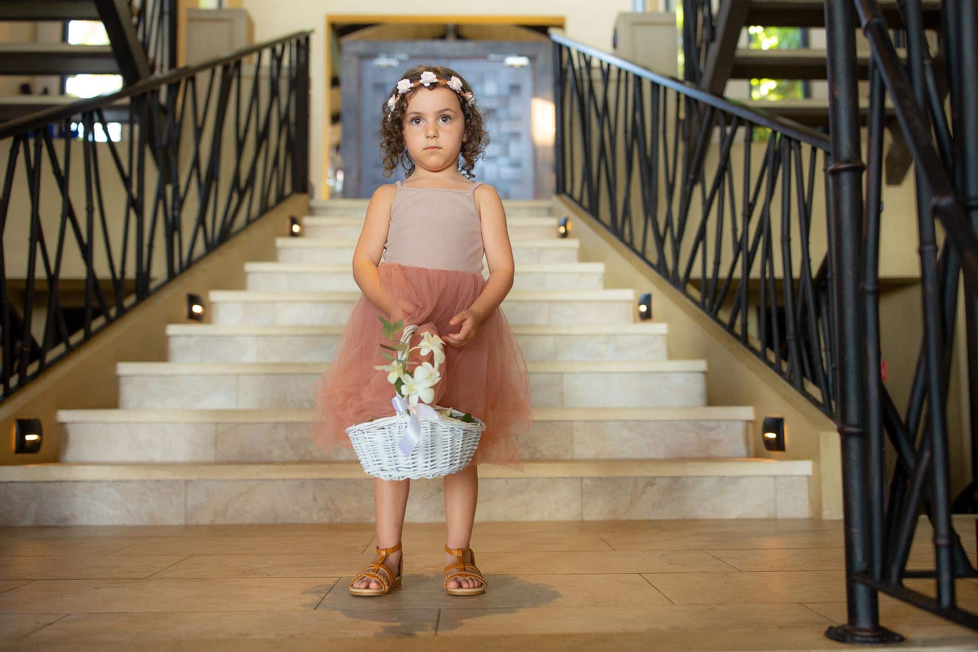 flower girl with stairs