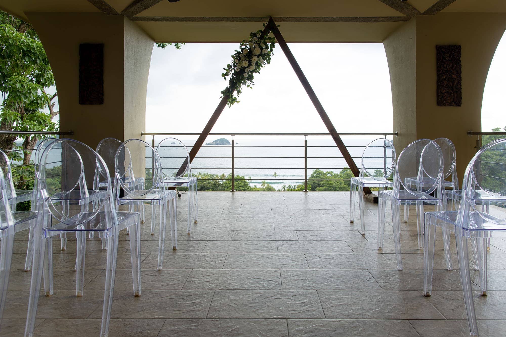 wedding ceremony set up at Villa Vista Hermosa