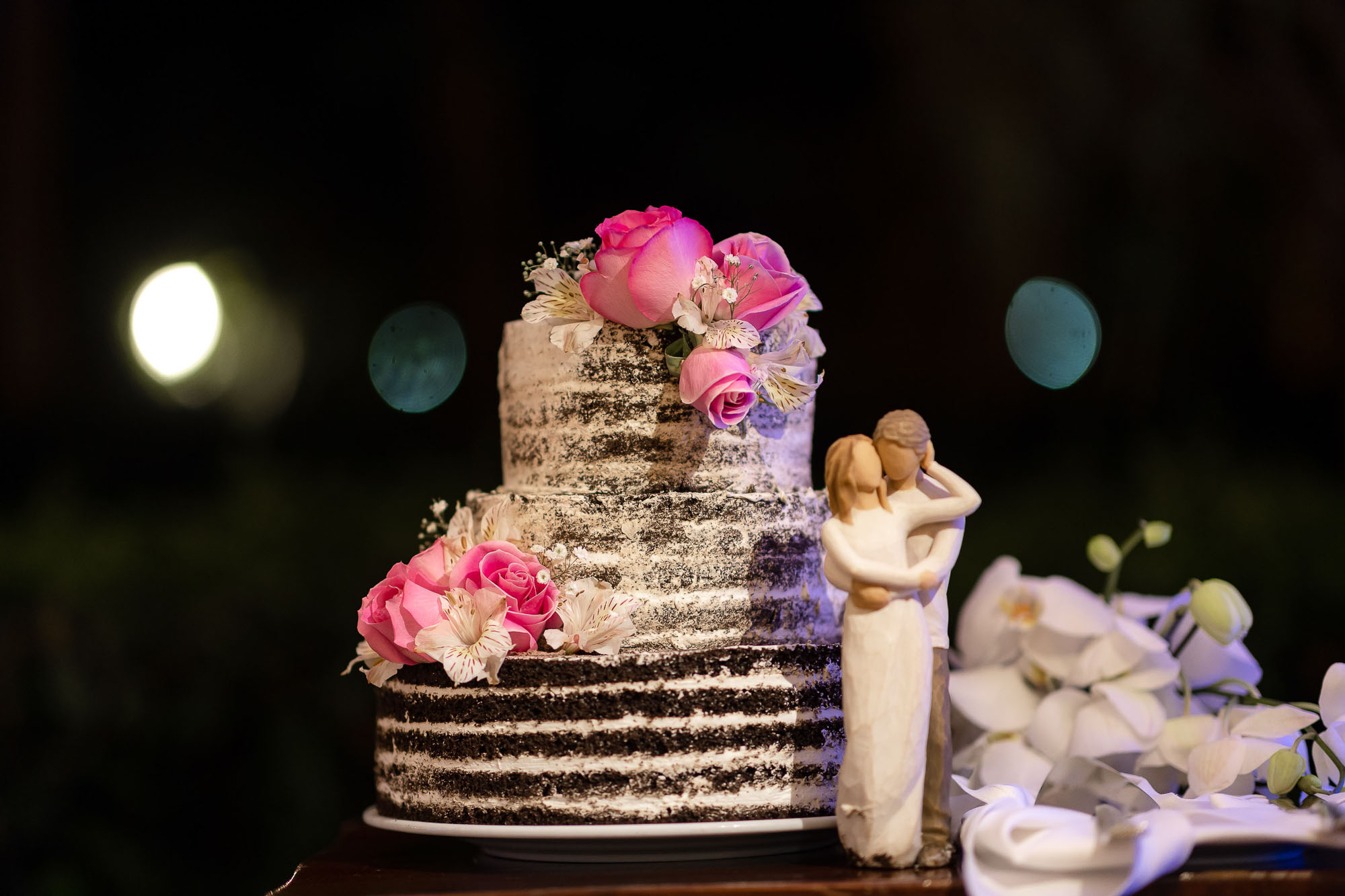 Wedding cake with bride and groom figurine